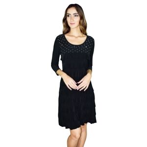 NWT Mango Tango Black Jeweled Ruffle Dress Women's Size XL